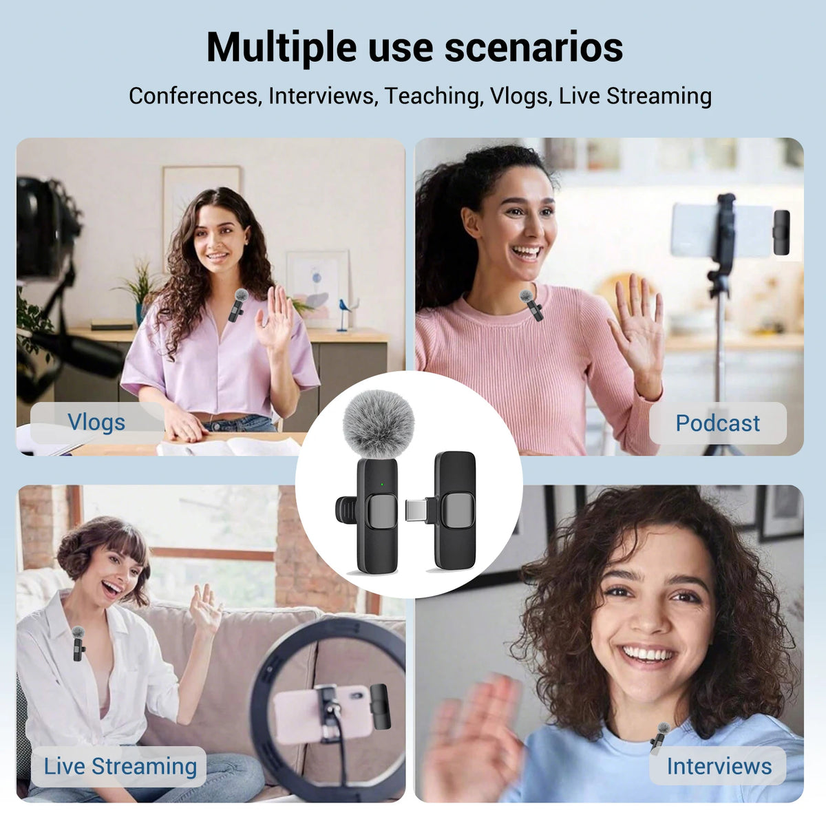 Wireless Type-C Lavalier Microphone – Plug & Play Noise Reduction