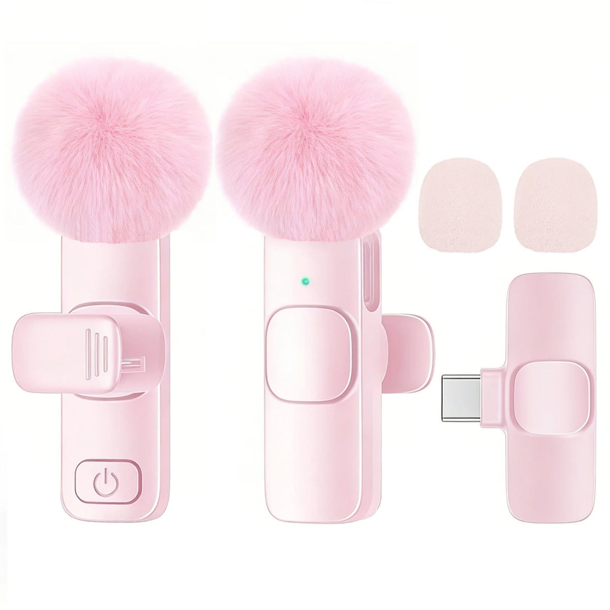 Pink-Type-c-1to2 Color Wireless Type-C Lavalier Microphone – Plug & Play Noise Reduction
