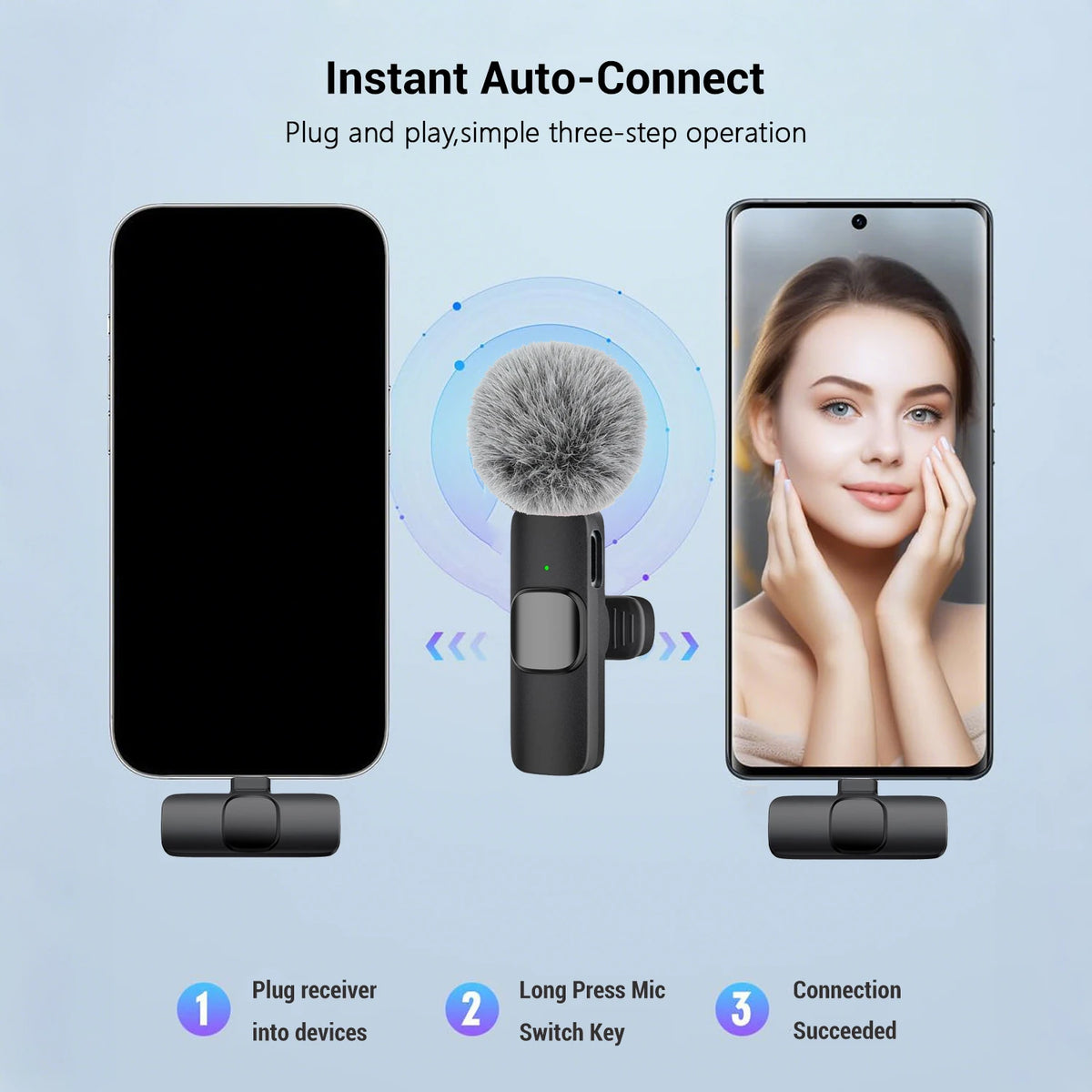 Wireless Type-C Lavalier Microphone – Plug & Play Noise Reduction