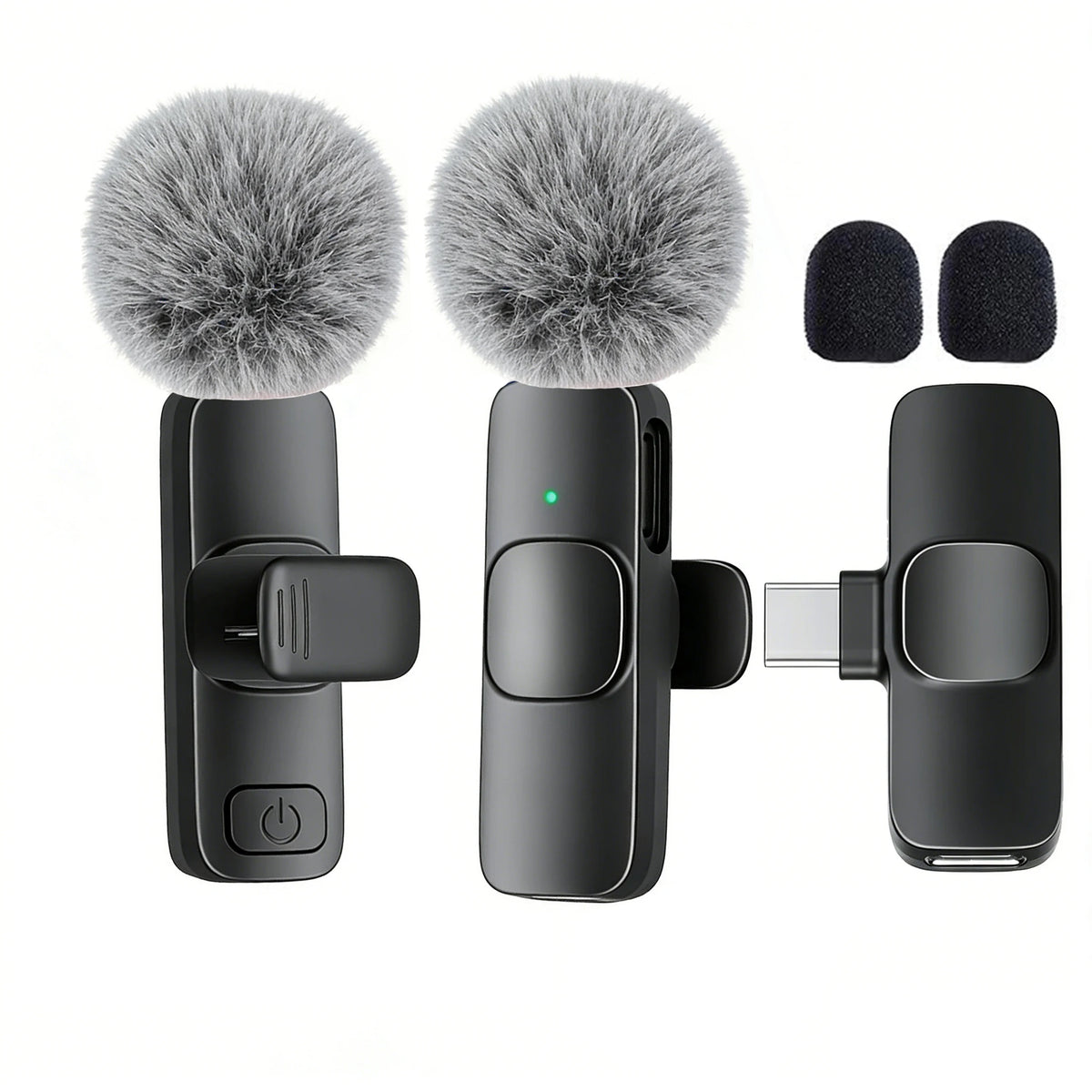 Black-Type-c-1to2 Color Wireless Type-C Lavalier Microphone – Plug & Play Noise Reduction